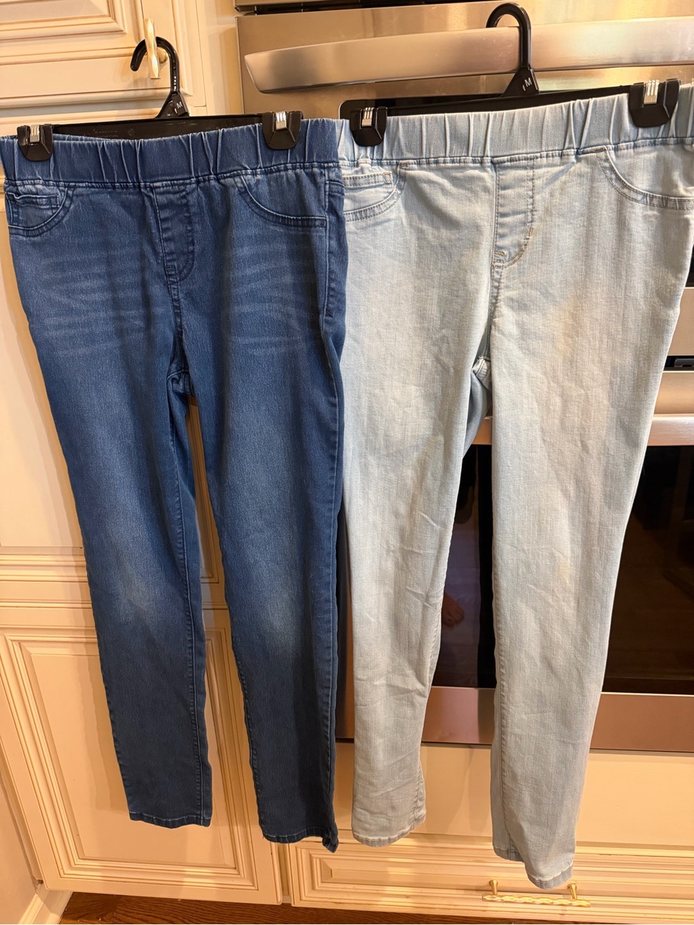 2 Pair Cat & Jack Girls Size 16 Jeggings Stretch Pull-On Jeans Light & Dark Blue